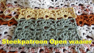 Haken  tutorial 588 Steekpatroon open waaier linkshandig [upl. by Norud]