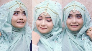 BridalWedding Hijab Tutorial By Sanji Da💙 [upl. by Nnylirret]