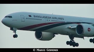 BIMAN Bangladesh Boeing 777300ER landing at Rome FCO 16R [upl. by Blase]