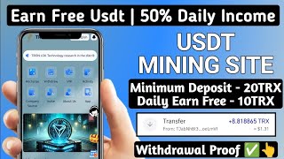 New Usdt Mining Site  usdt earning site  trx usdt mining app  Cloud Mining  usdt investment site [upl. by Johann]