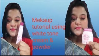 Mekaup tutorial using white tone cream amppowder ☺️mekaup subscribe borshavlog99 [upl. by Arahsit282]