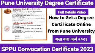 Last Date 🛑How to apply sppu degree certificate 2023 Pune University convocation certificate 2023 [upl. by Aicilev327]