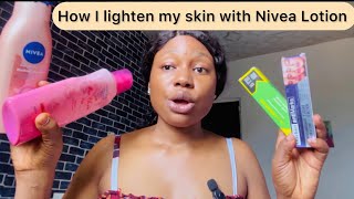 How I lighten my skin with Nivea lotions nivealotion skincareroutine lightening cream ng [upl. by Nossyla]