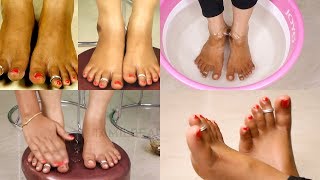 10 நிமிடத்தில் கருமையான பாதம் வெள்ளையாகிவிடும் Feet Whitening Tan Removal  Home  Vasundhara Tips [upl. by Perrins684]