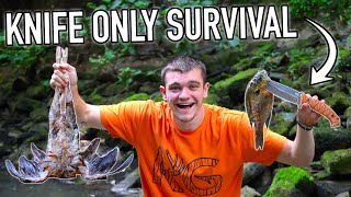 Knife ONLY Survival Challenge No Food No Water No Shelter [upl. by Ecirtahs]