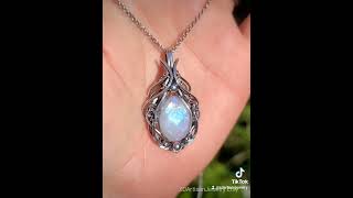 ✨️💙Celaeno💎💫Moonstone sterling silver handmade wire wrapped elven pendant by zdartisanjewelry IG [upl. by Arodoeht]