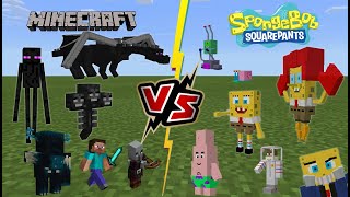 Spongebob Squarepants VS Minecraft Mobs and Bosses HEROBRINE VS SPONGEBOB [upl. by Teak]