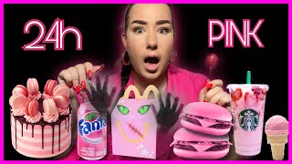 SOHA NE kóstolj meg BARBIE PINK édességeket hajnali 3kor😱🍬🍭 24h csak PINK ételek és italok🩷 [upl. by Ylicic]