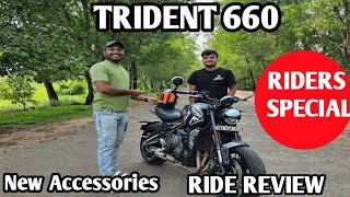 TRIDENT 660 MALAYALAM REVIEW  TRIDENT 660 USER REVIEW  TRIDENT 660 RIDE REVIEW  NEW ACCESSORIES [upl. by Sylirama]