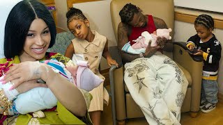 Cardi B Gives BIRTH Rapper Shares Look at Baby No 3 With Kulture and Wave [upl. by Nell]