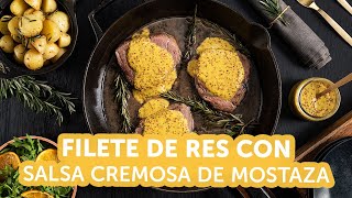 Filete de res con salsa cremosa de mostaza  Recetas kiwilimón [upl. by Yam332]