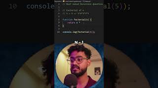 Factorial of N  Javascript DSA Interview Question javascript datastructures javascriptinterview [upl. by Kegan]