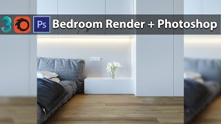 3ds Max Corona render Minimalist bedroom  Post Production [upl. by Ahsinrats]