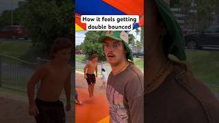 How it feels getting double bounced trampoline doublebounce high jump pillow jumping bounce [upl. by Enaid601]