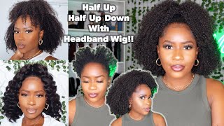 How To Do My Infamous Half Up Half Down Style Using A Half WigHeadband Wig On Short 4C Hair [upl. by Tray]