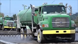 Long Boom Water Trucks amp John Deere 8130 Tractors Groom Race Track [upl. by Nirrak]