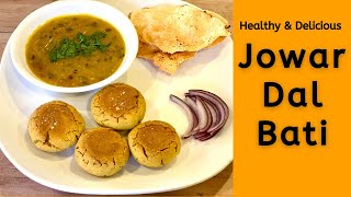 Jowar Dal Bati Recipe  Dal Bati Recipe  Jowar Daal Bati Recipe in Oven  Sorghum Recipes [upl. by Sorrows]