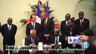 Signature de quatre accords francohaitiens ce 12 mai 2015 [upl. by Travers889]