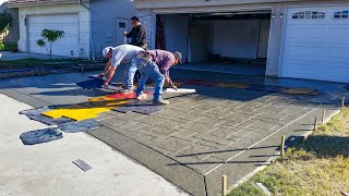 Haciendo un Driveway de Concreto Estampado y color [upl. by Neersin]