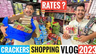 Crackers Shopping 😍 vlog 2023 Rate list Of firecrackers 🧨 Diwali Crackers fireworks 🎆 [upl. by Aivekal946]