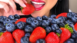 ASMR FRUIT PLATTER WITH GIANT BERRIES NO TALKING EATING SOUNDS  ASMR Phan [upl. by Ydroj]