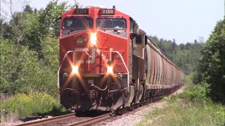 Freight Train CN 594 West wPotash Rolling thru River Glade NB at Track Speed [upl. by Batty122]