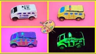 DIY GlowintheDark Toy Police Van Transformation  Amazing Painting Tutorial [upl. by Eanert518]