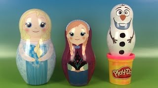 Reine des neiges poupées gigognes Frozen Nesting Dolls Œufs surprise en play doh [upl. by Dulla]