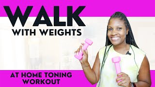 🔥Indoor Fat Burning Walking Workout with Weights🔥  Moore2Health [upl. by Aisatnaf]