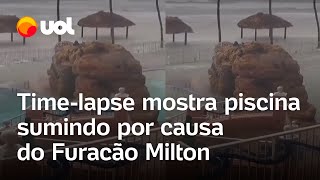 Furacão Milton Timelapse mostra piscina de resort ficando submersa durante tempestade na Flórida [upl. by Icrad]