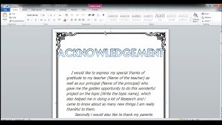 How to Make Acknowledgement in MS WORD for School Project 2 [upl. by Eboh688]