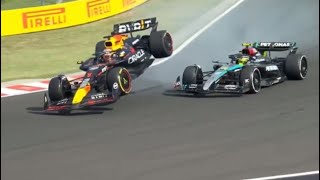 Lewis Hamilton and Max Verstappen crash Hungary [upl. by Ellehsar]