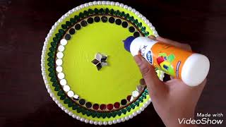 Plate decoration ideas for navratri diwali  karwa chauth easy and quick plate decoration idea [upl. by Decca922]