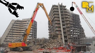 Spectacular destruction of nasty building with wrecking ball 🔴 Liebherr R960 hydraulic excavator [upl. by Gui]