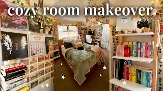 COZY ROOM MAKEOVER aesthetic bedroom transformation 🧸🕯pinterest inspired cleaning vlog [upl. by Alisan]