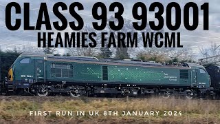 RAIL OPERATIONS GROUP CLASS 93 93001 FIRST RUN IN UK HEAMIES FARM WCML 8124 [upl. by Drofhsa]