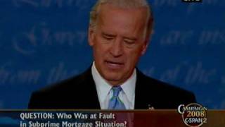 VP Debate  Subprime Mortgage Crisis Who was at fault in [upl. by Annaiviv]